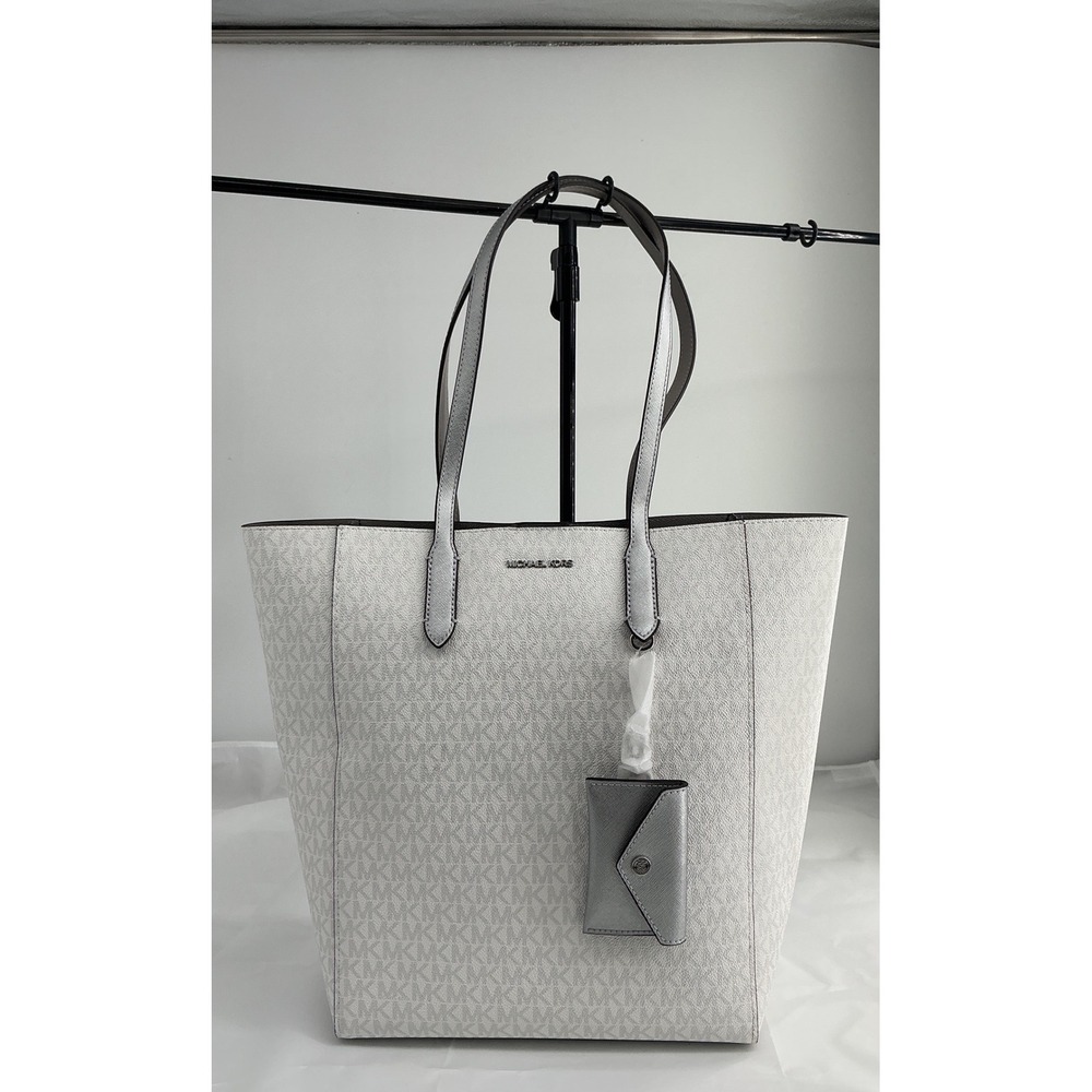 Michael Kors Vincent Large Tote Silver Signature Logo Bag 35F4S2VT7V